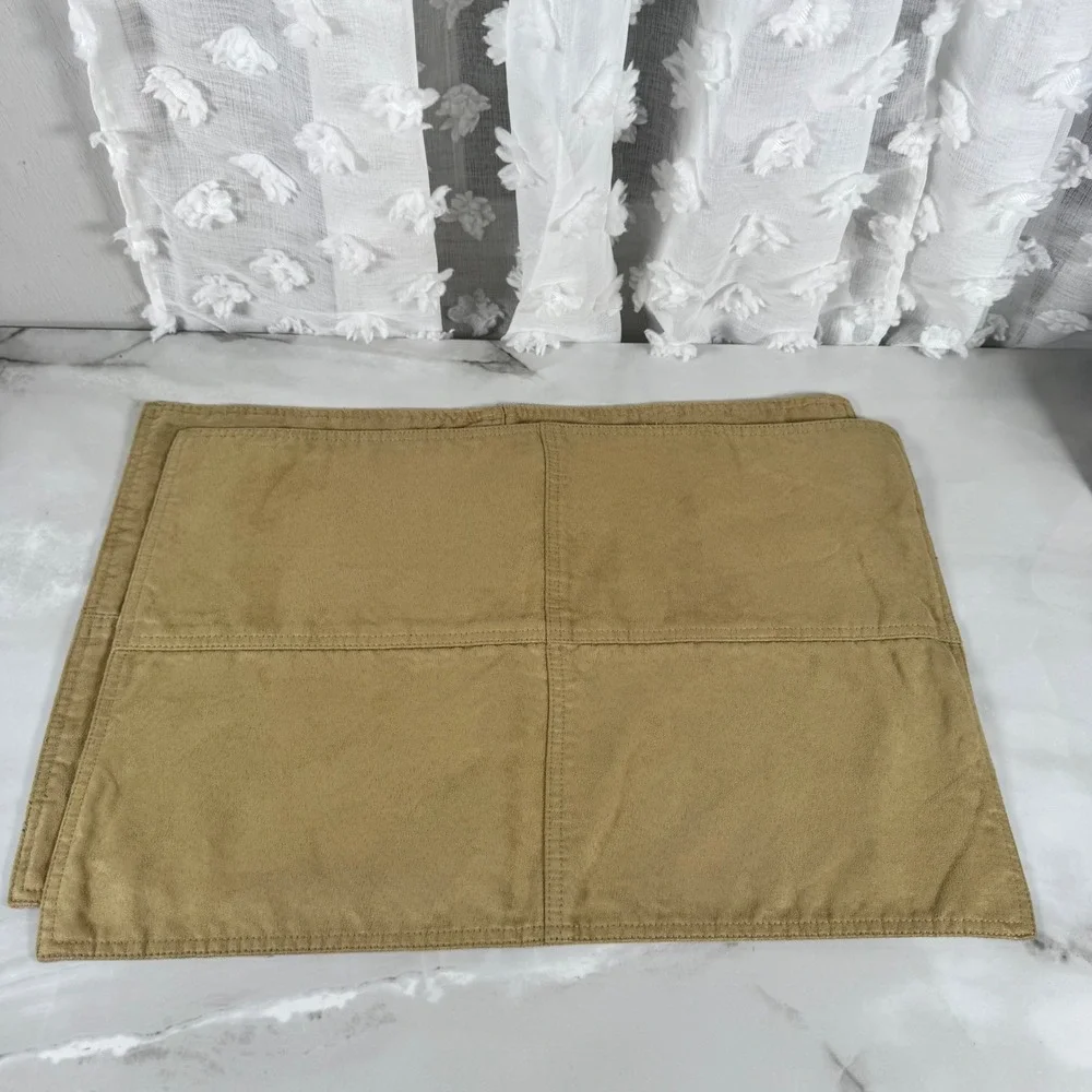 Set of 5 Pottery Barn Sage Green Paneled‎ Placemats Soft Microfiber Cotton